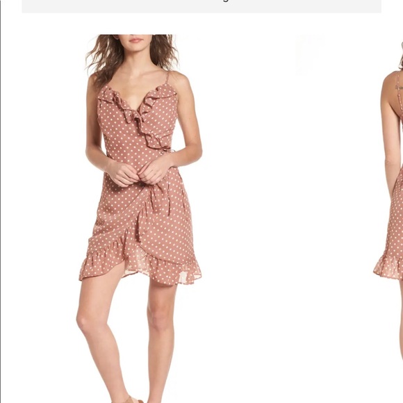 BP Polka Dot Ruffle Wrap Dress - Picture 4 of 4